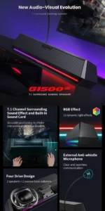 Edifier G1500 BAR Virtual 7.1 Surround Sound Gaming Soundbar - Image 2