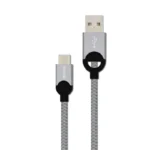 Philips Universal USB Type C Data Cable (Nylon Braided+Ring Head) - DLC2628-Grey